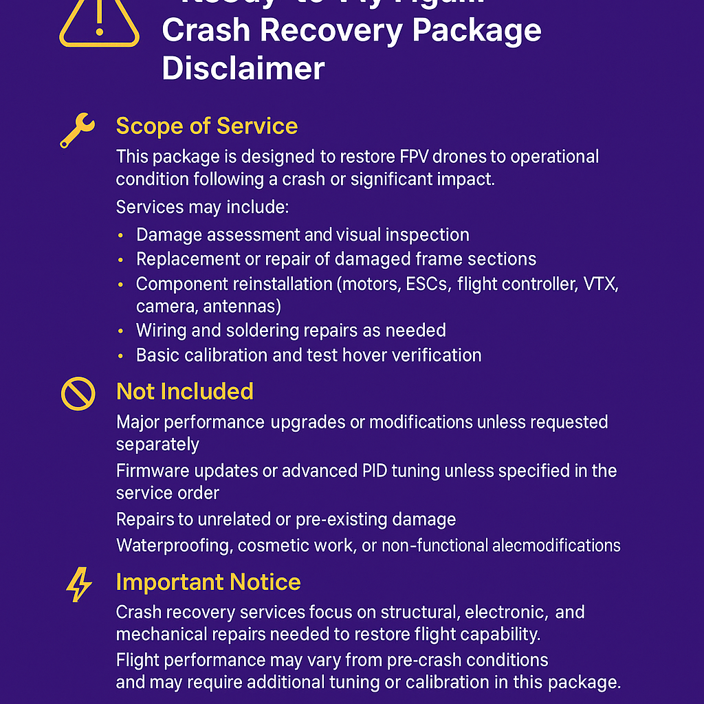 FPV Drone - “Ready-to-Fly Again” Crash Recovery Package - Image 2