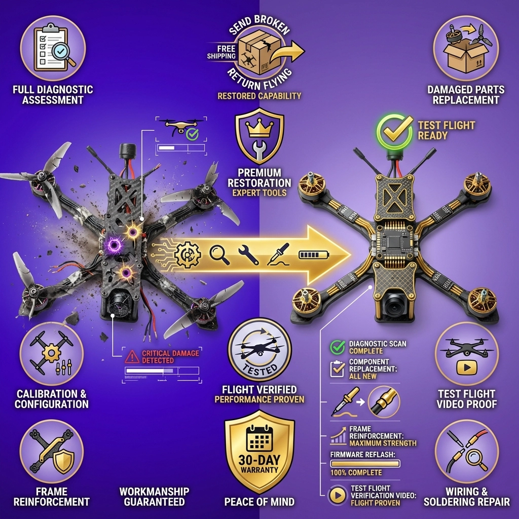 FPV Drone - “Ready-to-Fly Again” Crash Recovery Package