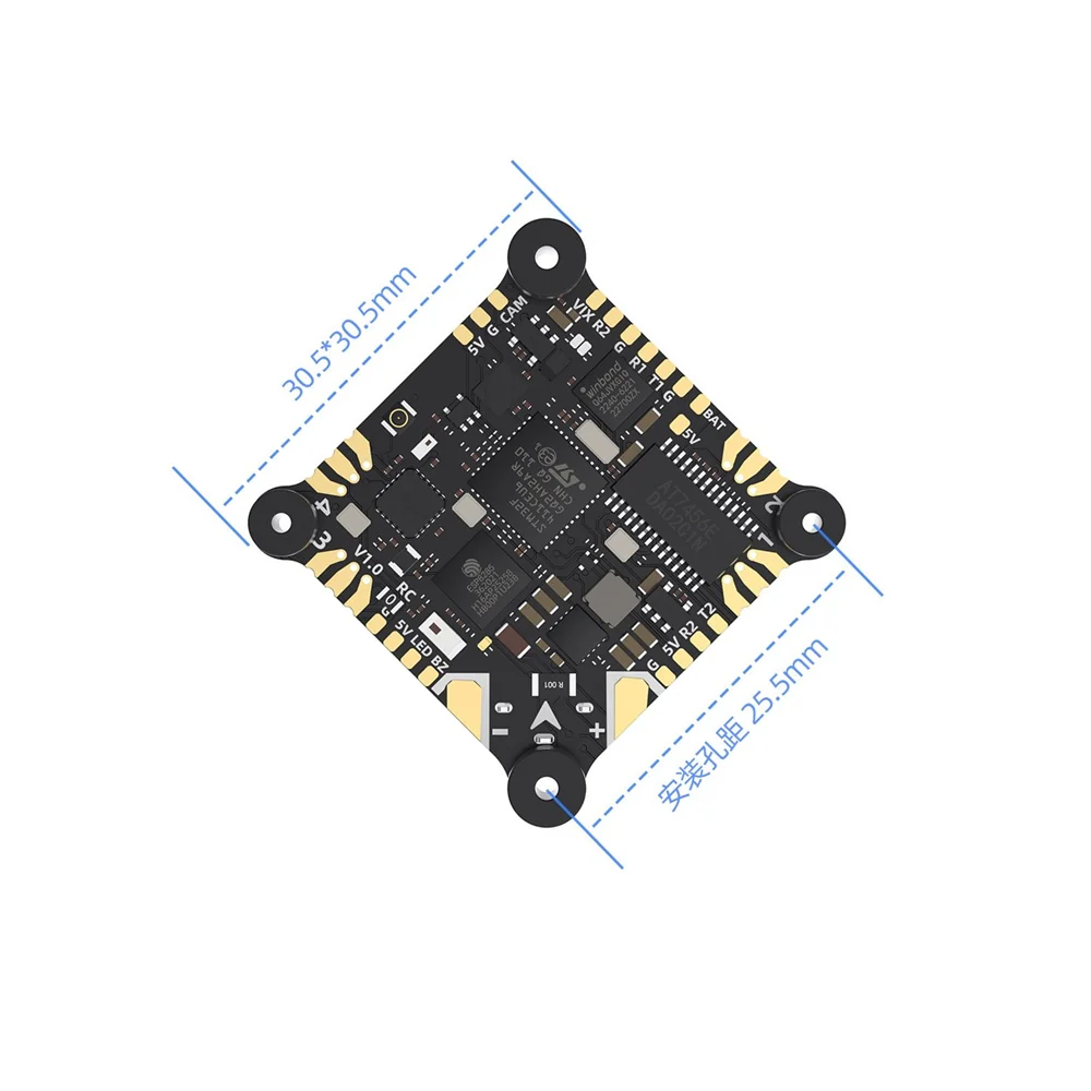 GEPRC TAKER F411 AIO Flight Controller Built-in ELRS 2.4G Receiver and 1-2S 12A ESC - 25x25mm - Image 2